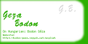 geza bodon business card